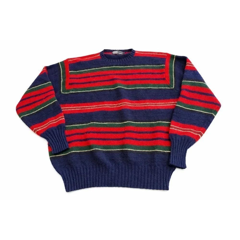 Polo By Ralph Lauren Lambswool Vintage 80s 90s Stripe Sweater Size Large